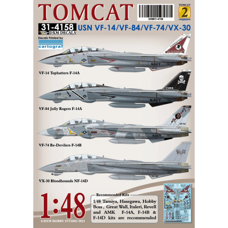 DXM Decals  1/48 USN VF-14 / VF-84 / VF-74 / VX-30 F-14 Tomcat Collection 2