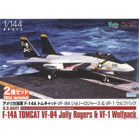 Maqueta de avion Platz 1/144 US Navy F-14A Tomcat VF-84 Jolly Rogers & VF-1 Wolfpack 2 set