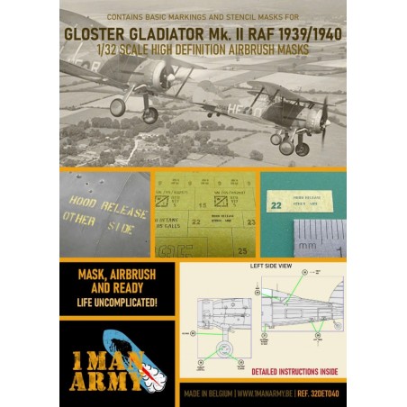 1 Man Army 1/32 MASK for Gloster Gladiator Mk.II RAF 1939/1940