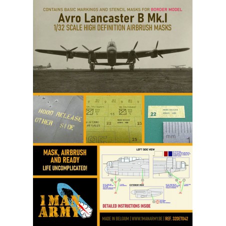 1 Man Army 1/32 MASK for  Avro Lancaster B Mk.I (border models)