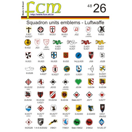 Calcas FCM 1/48 80+ different WWII Luftwaffe Squadron Unit emblems