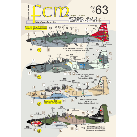 FCM decals 1/48 Embraer EMB-314 Super Tucano part 2