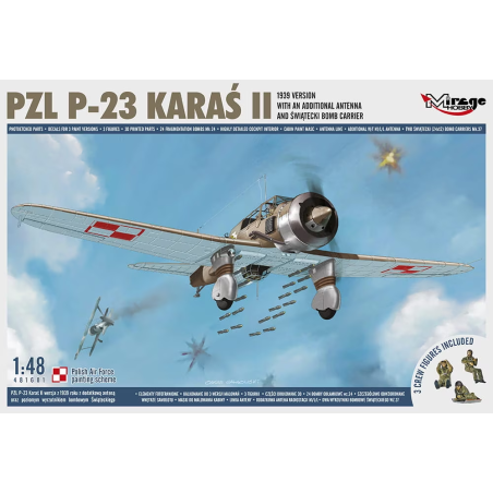 Maqueta de avión Mirage Hobby 1/48 PZL P-23 Karaś II