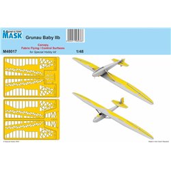 Grunau Baby IIB Mask Canopy, Fabric Flying / Control Surfaces 1/48