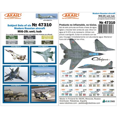 Set de Pinturas Modern Russian Aviation: MiG-29, CMT, KUB