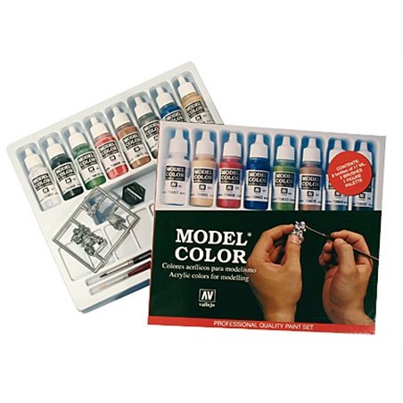 Model Color Professional Quality Paint Set: 8-Color Set & 2 Brushes