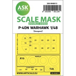 1/48 Curtiss  P-40N Warhawk double-sided painting mask for Hasegawa / Hobby2000