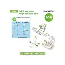 1/48 P-40E Warhawk / Kittyhawk seat belts - 3D printed decals by ASK