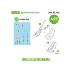 1/72  Spitfire seat belts - 3D printed decals by ASK