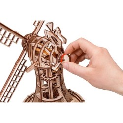 Kit de construcción 3D de madera EWA Eco-Wood-Art molino de viento mecánico 227 piezas sin pegamento 2