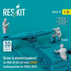 Driver & airmen (modern) (3 pcs) (MHU-83 D/E lift truck LOWER loading position for RSK32-0010) (3D Printed)