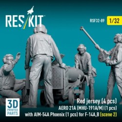 Red jersey (4 pcs) AERO 21A (MHU-191A/M) (1 pcs) with AIM-54A Phoenix (1 pcs) for F-14A,B (scene 2) (3D Printed) 2