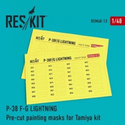 P-38 (F,G) Lightning Pre-cut painting masks for Tamiya kit